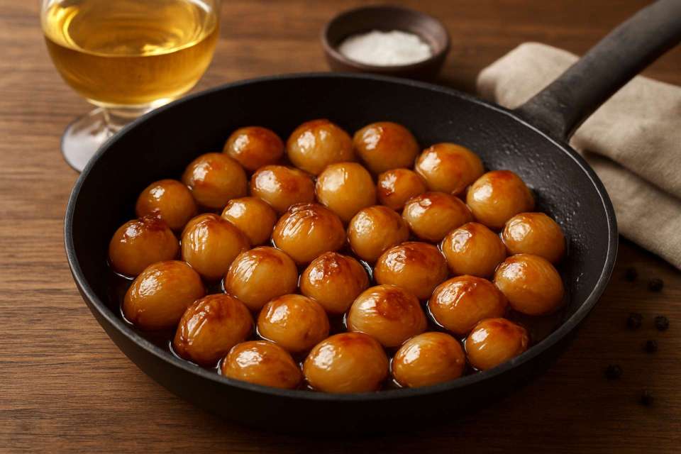 Mini Cebolas Caramelizadas no Vinho&nbsp;Branco