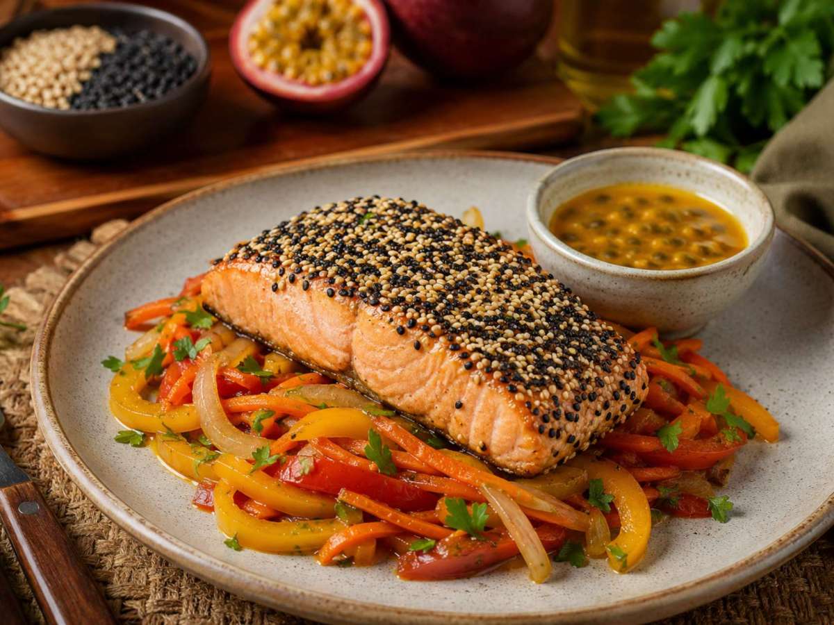 Salmão Crocante ao&nbsp;Maracujá