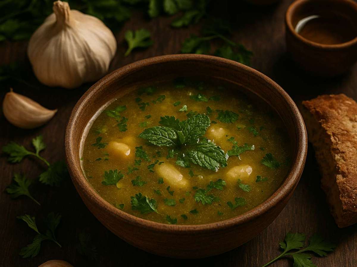 Sopa Dourada com Alho e&nbsp;Ervas