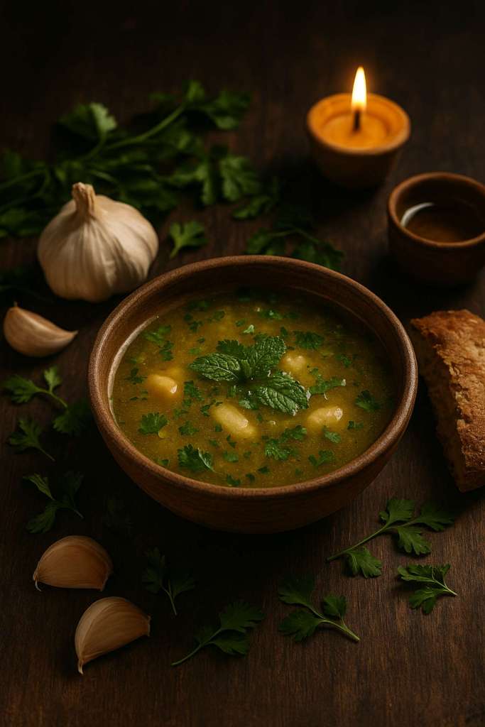 Sopa Dourada com Alho e&nbsp;Ervas