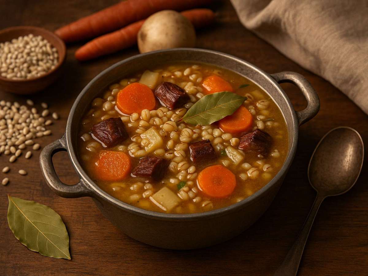 Ensopado de Cevada com Legumes e&nbsp;Carne