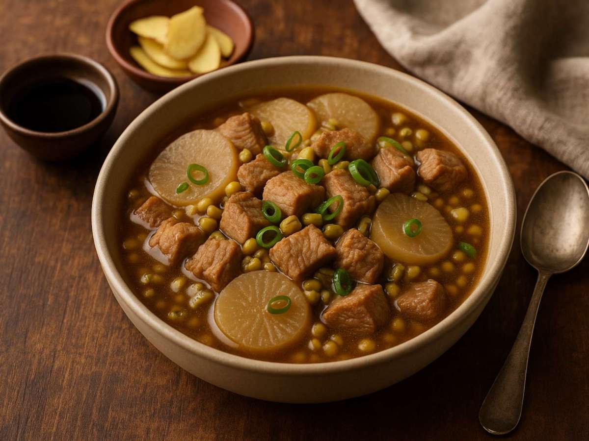 Ensopado de Porco com Nabo e Feijão&nbsp;Mung