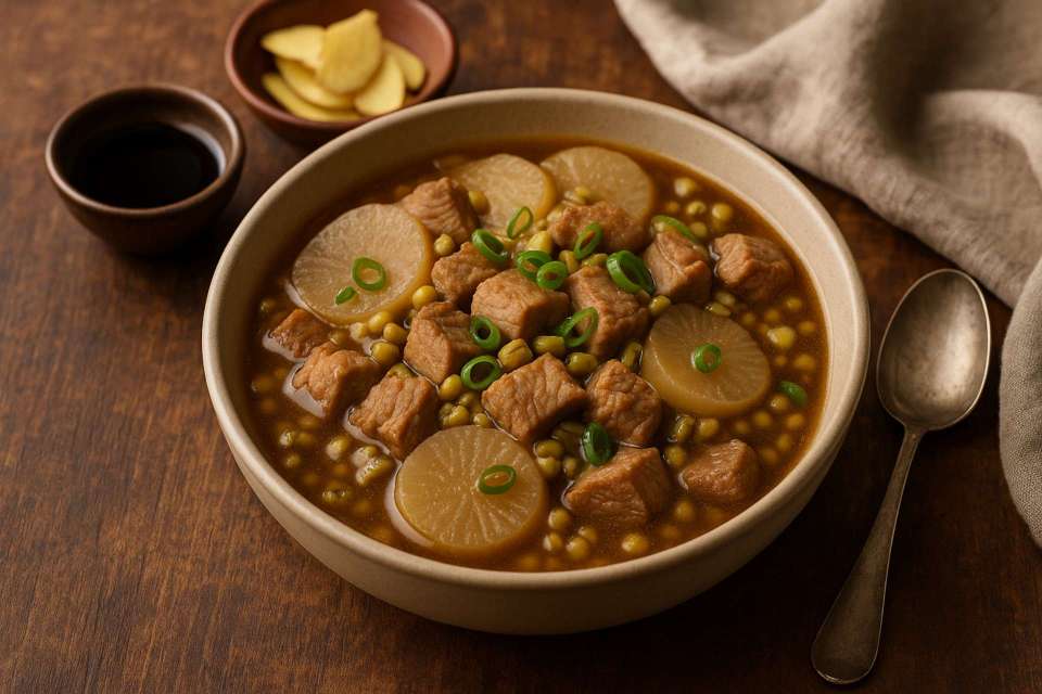 Ensopado de Porco com Nabo e Feijão&nbsp;Mung
