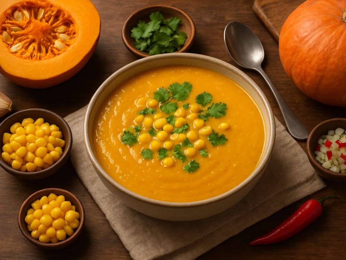 Sopa de Abóbora com Pimenta e&nbsp;Milho